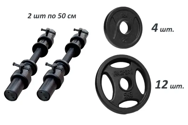 Гантелі олімпійські RN-Sport 2 шт по 41 кг металеві купити недорого в Україні, фото 2