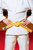 Жовто-поморанчевий пояс для дзюдо ТМ "Kintayo", 140 зріст купити