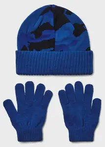 Набор шапка и перчатки UA B Beanie/Glove Combo синий, красный OFSM купить