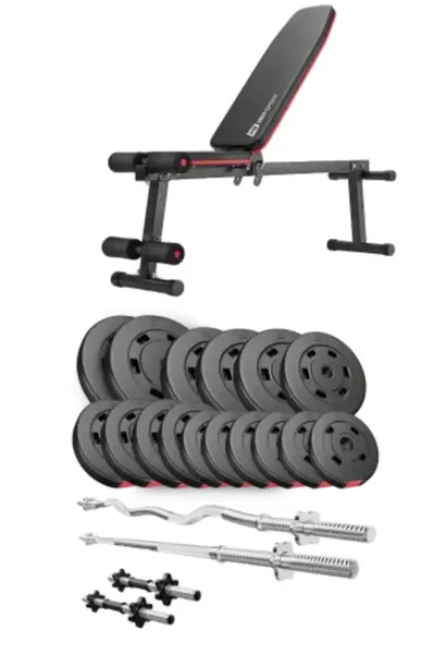 Набор Hop-Sport Premium 75 кг со скамьей HS-1010 Pro, штангами и гантелями. купить