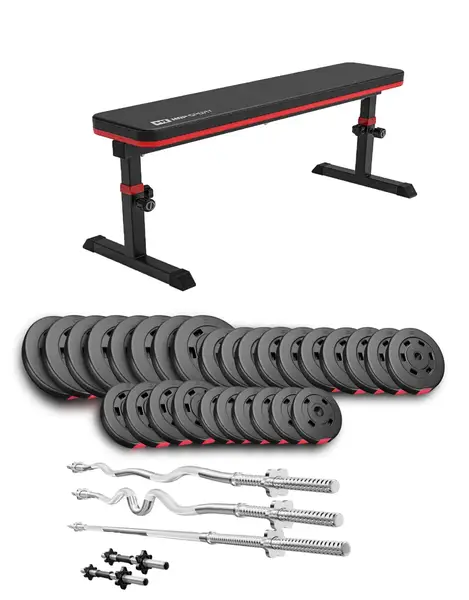 Набор Hop-Sport Premium 173 кг со скамьей HS-1025 Pro, штангами и гантелями. купить