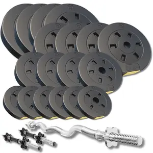 Набір зі штангою та гантелями Besport PowerPro 86 кг з w-подібним грифом 120 см купити