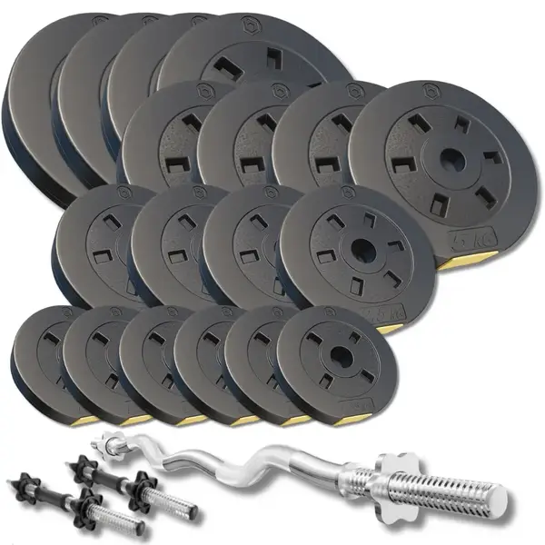 Набір зі штангою та гантелями Besport PowerPro 86 кг з w-подібним грифом 120 см купити