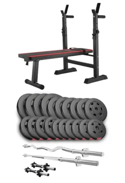 Набір Hop-Sport Premium 105 кг з лавою HS-1080, штангами та гантелями. купити