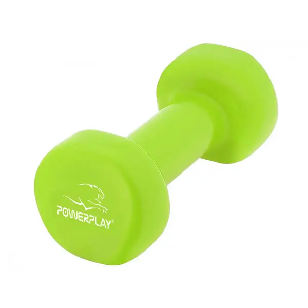 Гантели виниловые PowerPlay 4125 Achilles 2*3 кг. Зеленые (пара – 2шт.) + Резинка для фитнеса 7,5кг купить недорого в Украине, фото 3