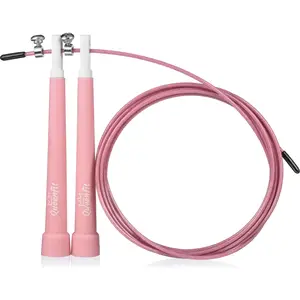 Скакалка Queenfit Speed з пластиковими ручками рожева купити