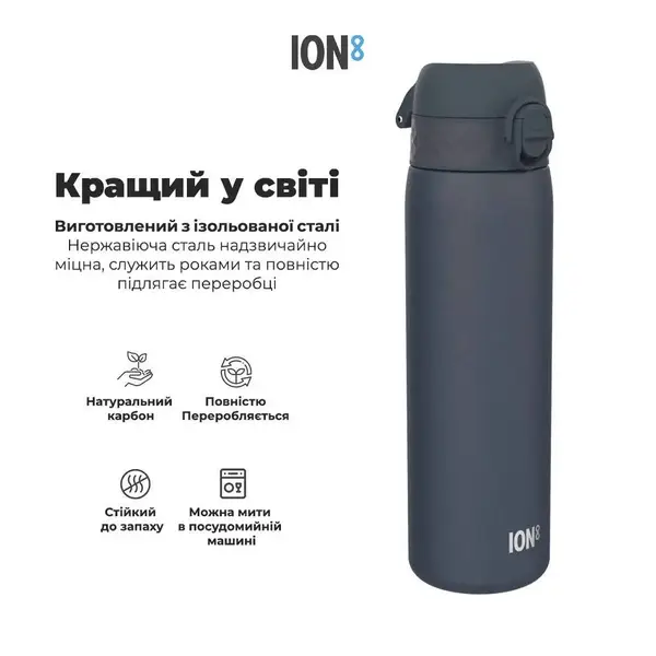 Бутылка для воды металлическая вакуумная ION8 500 мл. Vacuum Insulated, Navy купить недорого в Украине, фото 10
