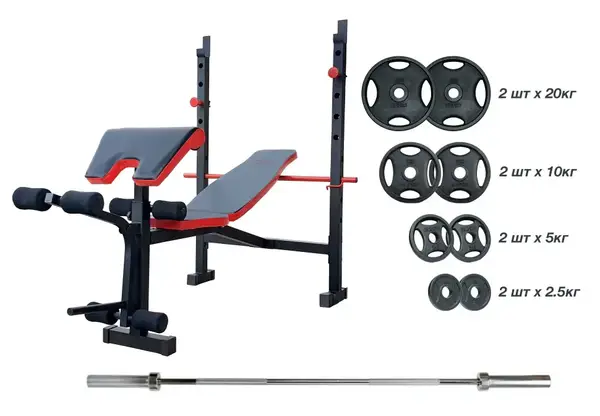 Скамейка для жима универсальная ReadMeBlack + олимпийская штанга с металлическими дисками 65 кг RN-Sport купить