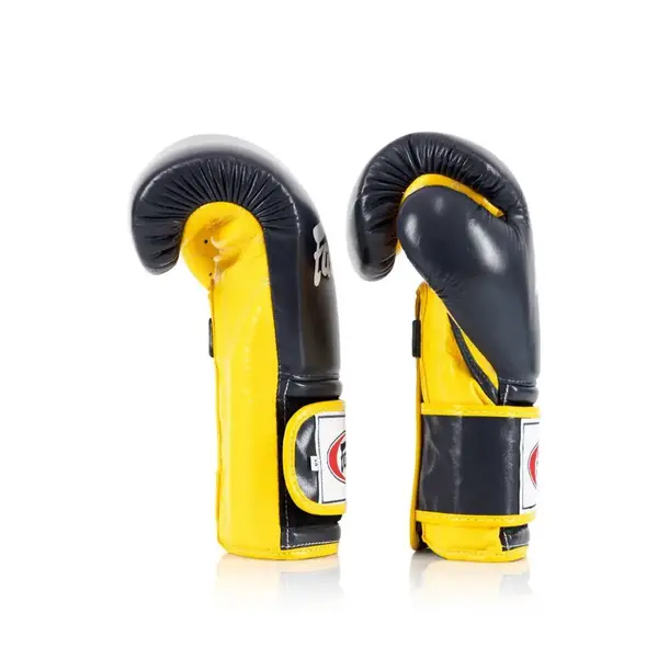 Боксерські рукавиці Fairtex BGV9 Mexican Blue/Yellow 14 унцій (бинти в комплекті) купити недорого в Україні, фото 4