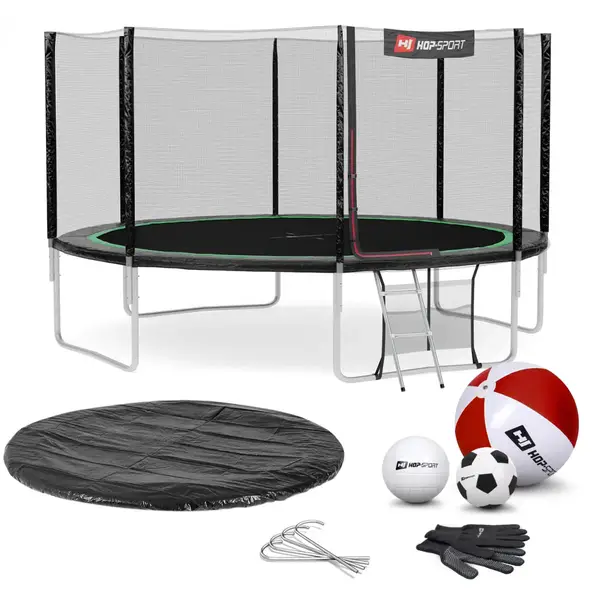 Батут Hop-Sport 14ft (427см) черно-зеленый с наружной сеткой купить