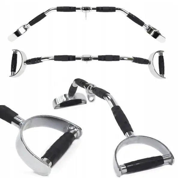 Ручка для верхней тяги York Fitness 86см с параллельным хватом изогнута с резиновыми рукоятками, хром. купить недорого в Украине, фото 9