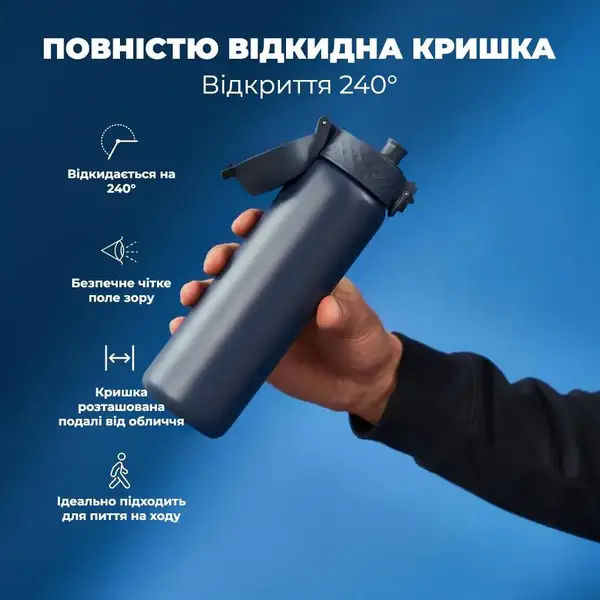 Бутылка для воды металлическая вакуумная ION8 500 мл. Vacuum Insulated, Navy купить недорого в Украине, фото 7