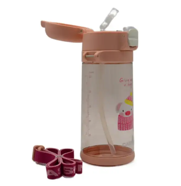 Бутылка для воды CASNO 690 мл KXN-1219 Розовая (свинка) с соломинкойTRITAN купить недорого в Украине, фото 5