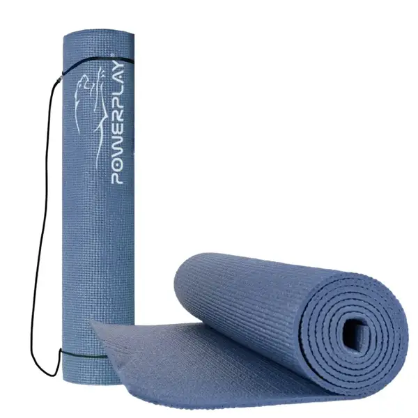 Килимок для йоги та фітнесу PowerPlay 4010 PVC Yoga Mat Темно-синій (173x61x0.6) купити