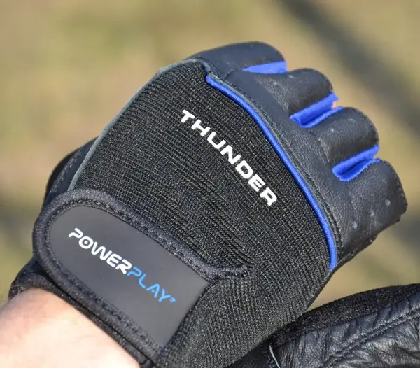 Перчатки для фитнеса PowerPlay 9058 Thunder черно-синие M купить недорого в Украине, фото 8