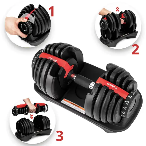 Гантель розбірний регульований Gymtek 2,5-24 кг червоний купити недорого в Україні, фото 14