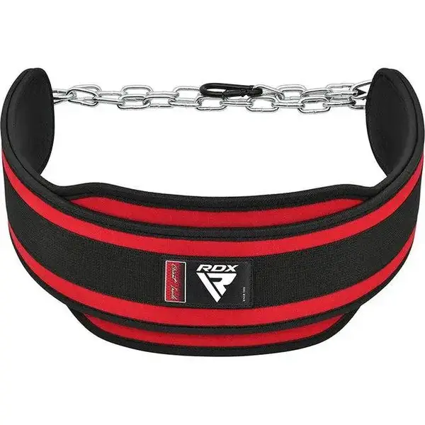 Пояс для обтяжень з ланцюгом RDX PRO DIPPING BELT 2 LAYER неопреновий Red купити