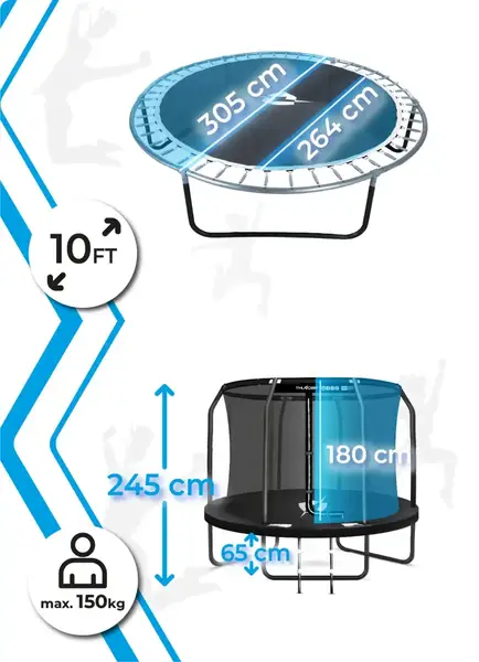 Батут THUNDER INSIDE ELITE с внутренней сеткой 10 футов 305 см черный купить недорого в Украине, фото 5