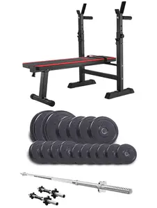 Набор Elitum Titan 68 кг со скамьей HS-1080, штангой и гантелями. купить