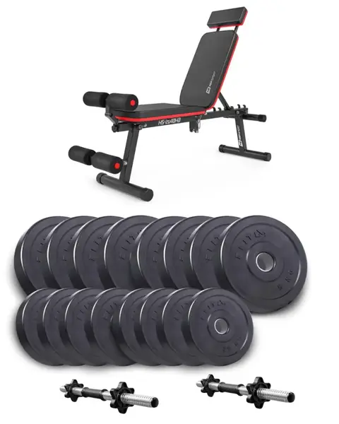 Набор Elitum Titan гантели 2х31кг со скамьей Hop-Sport HS-2040 HB купить