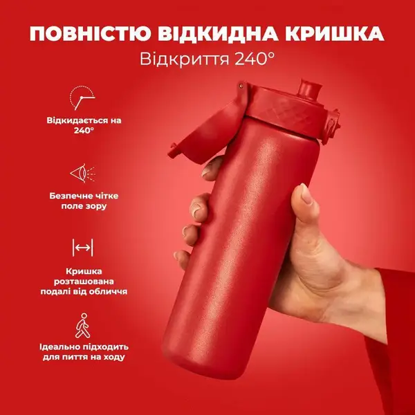 Бутылка для воды металлическая вакуумная ION8 500 мл. Vacuum Insulated, Red купить недорого в Украине, фото 3