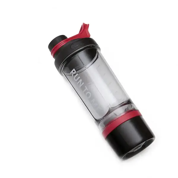 Шейкер спортивный с контейнером Casno 600 мл KXN-1199 с венчиком Серый/Красный купить недорого в Украине, фото 2