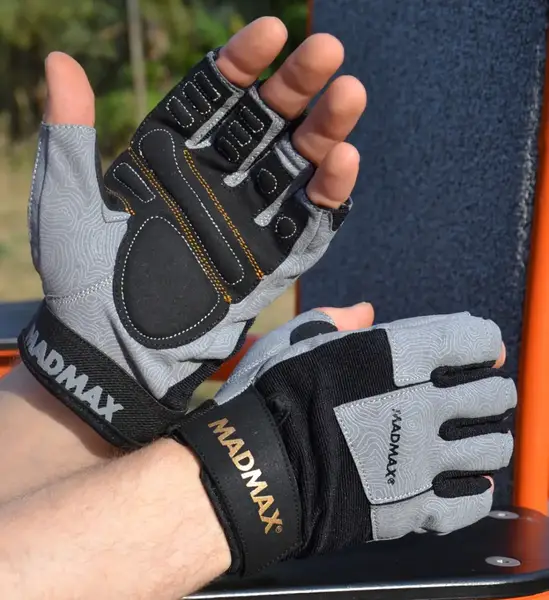 Рукавички для фітнесу MadMax MFG-871 Damasteel Grey/Black S купити недорого в Україні, фото 6