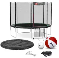 Батут Hop-Sport 12ft (366см) черно-зеленый с наружной сеткой купить