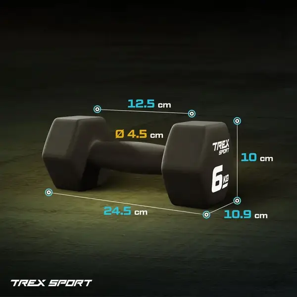 Гантелі для фітнесу неопренові TREX Sport TX-060VD 2x6 кг купити недорого в Україні, фото 4