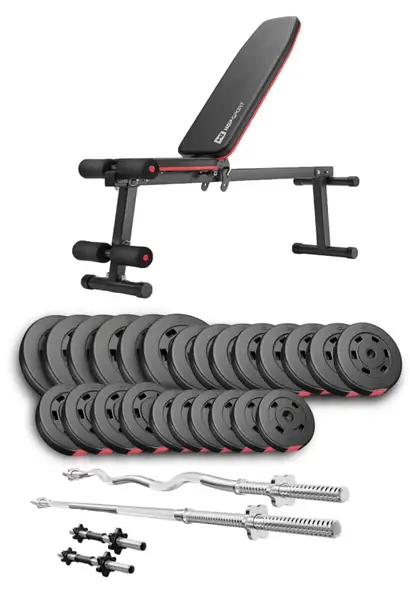 Набор Hop-Sport Premium 135 кг со скамьей HS-1010 Pro, штангами и гантелями. купить