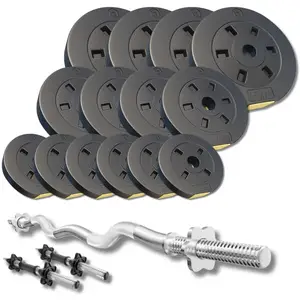 Набір зі штангою та гантелями Besport PowerPro 46 кг з w-подібним грифом 120 см купити