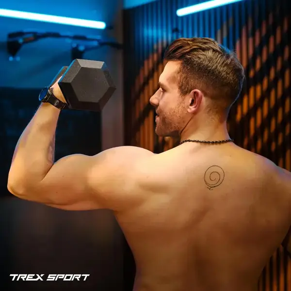 Гантеля шестигранна прогумована TX-200RD Trex Sport 20 кг | Чорний купити недорого в Україні, фото 5