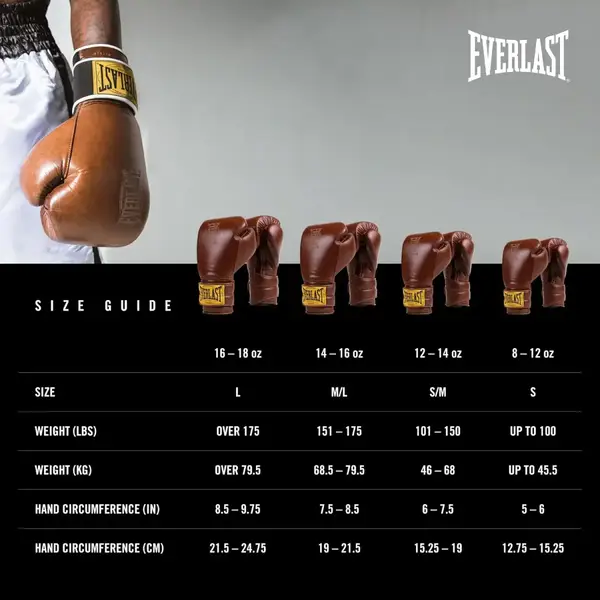 Боксерські рукавиці Everlast 1910 CLASSIC TRAINING GLOVE коричневий Уні 16 унцій купити недорого в Україні, фото 5