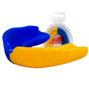 Капа боксерская PowerPlay 3311 SR взрослая (возраст 11+) Сине-Желтая купить