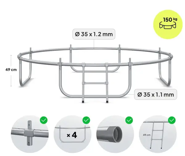 Батут Zipro Jump Pro с наружной сеткой 8 футов 252 см черно-зеленый купить недорого в Украине, фото 3
