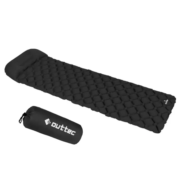 Надувний килимок Outtec 195х55х5см із подушкою чорний купити недорого в Україні, фото 2