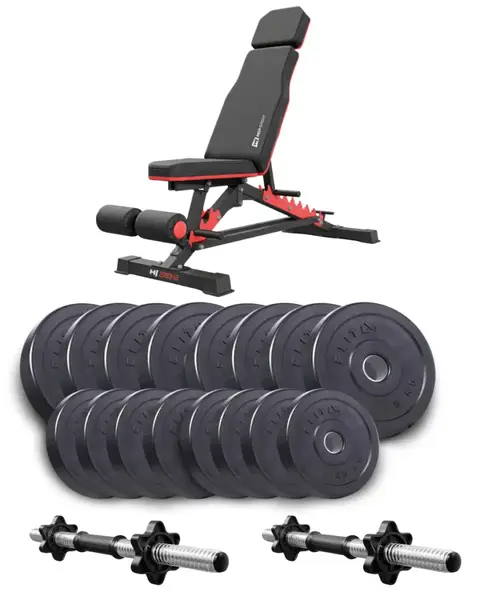 Набор Elitum Titan гантели 2х31кг со скамьей Hop-Sport HS-2090 HB купить