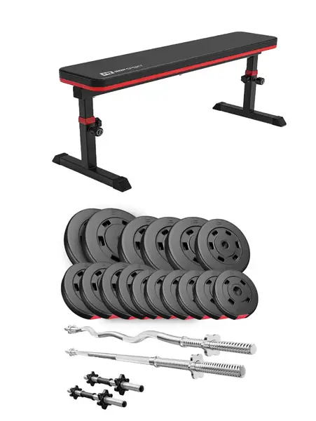 Набор Hop-Sport Premium 75 кг со скамьей HS-1025 Pro, штангами и гантелями. купить недорого в Украине, фото 2