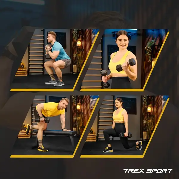 Гантеля шестигранная прорезиненная TX-100RD Trex Sport 10 кг | Черный купить недорого в Украине, фото 6