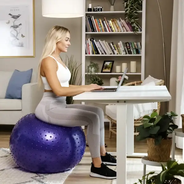 Фитбол массажный Hop-Sport 65см фиолетовый + насос купить недорого в Украине, фото 5