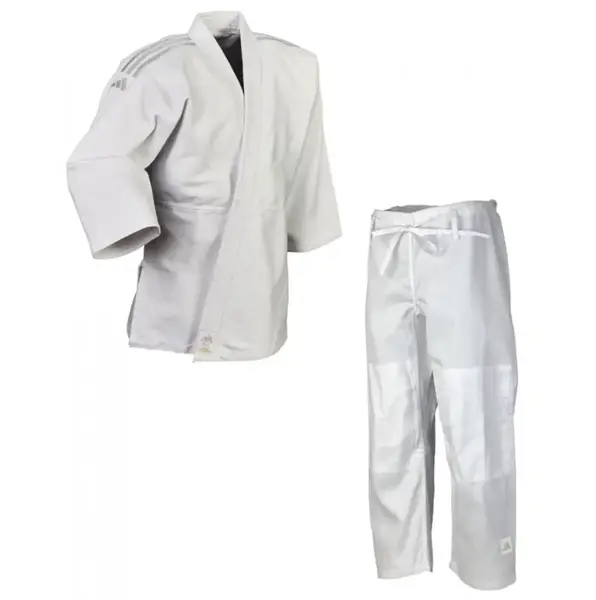 Кимоно для дзюдо Adidas серии Club с серебряными полосами на плечах белое 140 | Adidas J350P купить