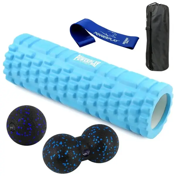 Набор для массажа и йоги PowerPlay PP_4097 (ролик 30*10 + 2-я мячи) Blue + резинка 7.5 кг. купить