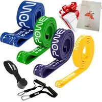 Эспандер-петля (резиновые петли) PowerPlay PP_0025 набор 4шт. сопротивление 5-45кг. (суммарно 114кг.) + ручки и якорь купить