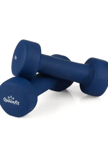 Набір неопренових гантелі Queenfit 2х2 кг темно-синій купити