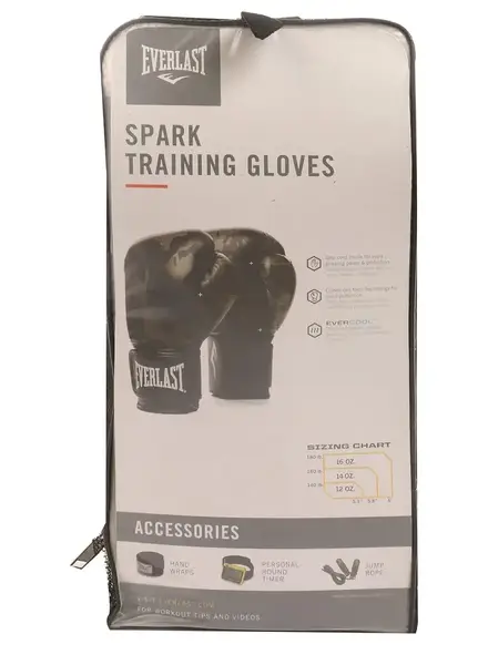 Боксерські рукавиці Everlast SPARK TRAINING GLOVE чорний, коричневий Уні 16 унцій купити недорого в Україні, фото 2