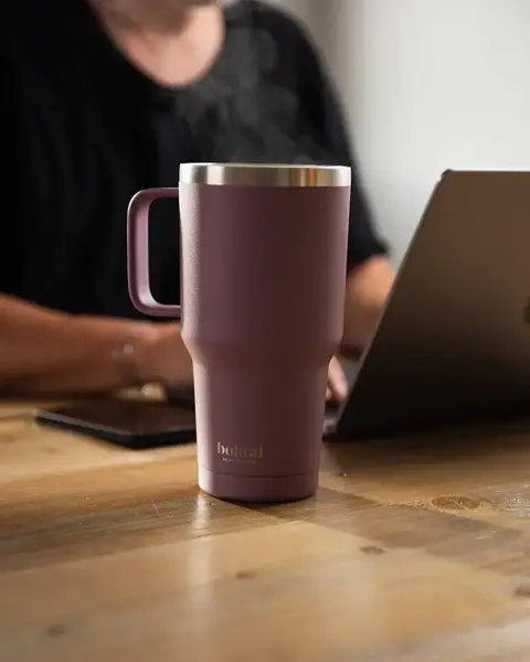 Термостакан (изолированная чашка) Bohtal с ручкой из нержавеющей стали Tumbler Plum 900 ml купить недорого в Украине, фото 4