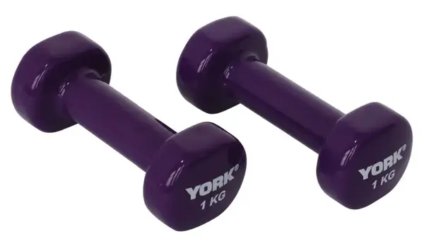Гантели для фитнеса виниловые круглые York Fitness 2х1кг фиолетовый купить