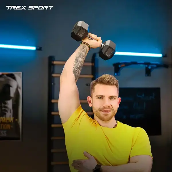 Гантеля шестигранна прогумована TX-075RD Trex Sport 7,5 кг | Чорний купити недорого в Україні, фото 4