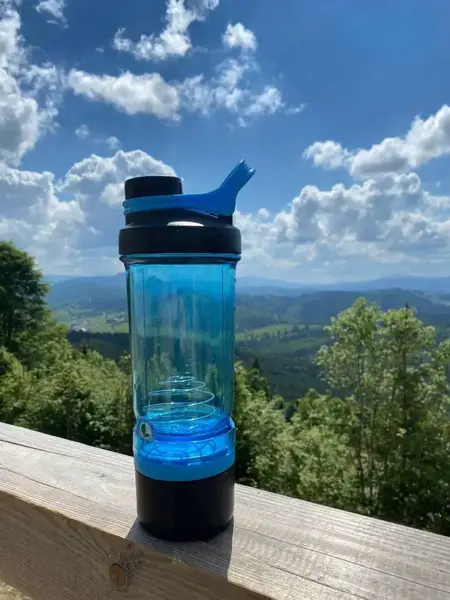 Шейкер спортивный с контейнером Casno 600 мл KXN-1199 с венчиком Синий купить недорого в Украине, фото 4