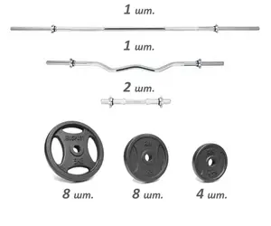 Набірна штанга та гантелі. Металеві диски RN-Sport + 4 грифи. 80 кг ваги купити